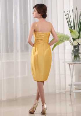 Yellow Straps Homecoming Dress Taffeta Knee-length