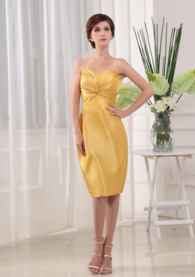 Yellow Straps Homecoming Dress Taffeta Knee-length