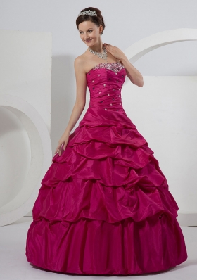 Fuchsia Beaded and Pick-ups Ball Gown On Sale