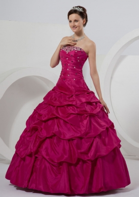 Fuchsia Beaded and Pick-ups Ball Gown On Sale