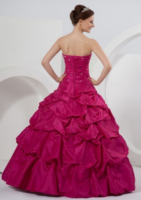 Fuchsia Beaded and Pick-ups Ball Gown On Sale