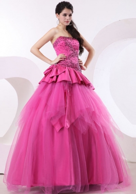 Hot Pink Quinceanera Dress With Beading For Gustomers