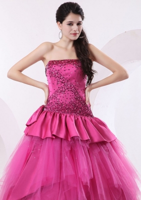 Hot Pink Quinceanera Dress With Beading For Gustomers