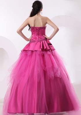 Hot Pink Quinceanera Dress With Beading For Gustomers