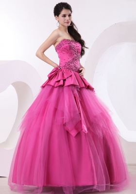 Hot Pink Quinceanera Dress With Beading For Gustomers