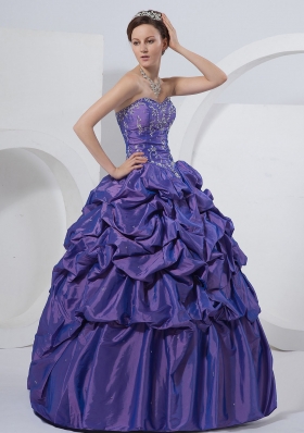 Purple Sweetheart Embroidery Taffeta Quinceanera Dress