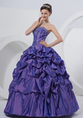 Purple Sweetheart Embroidery Taffeta Quinceanera Dress