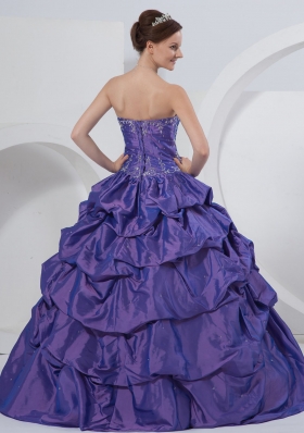 Purple Sweetheart Embroidery Taffeta Quinceanera Dress