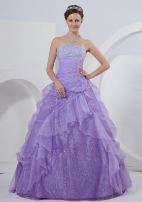 Lilac One Shoulder Tulle Quinceanera Dress On Sale