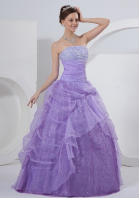 Lilac One Shoulder Tulle Quinceanera Dress On Sale