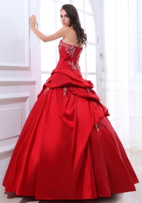 Red A-line Pick-ups Sweet Quinceanera Dresses with Appliques