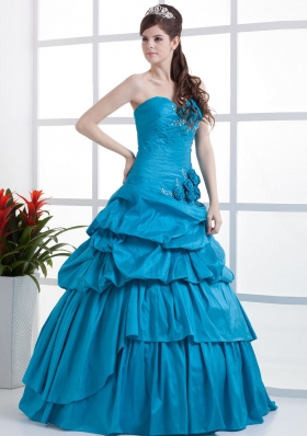 Ruched A-line Sweet 16 Dresses Pick-ups Hand Made Flower