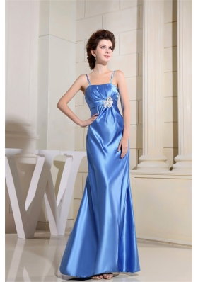 Beading Sky Blue Prom Dress With Straps Floor-length