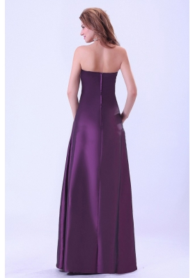 Dark Purple Bridemaid Dress Strapless Floor-length