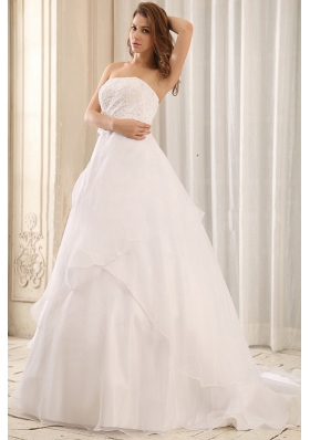 Sash and Appliques Wedding Gowns Ruffled Layers Organza