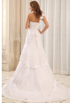 One Shoulder Mermaid Wedding Gowns Ruffled Layers