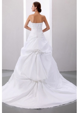 Taffeta Wedding Dress Strapless Pick-ups and Appliques