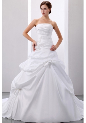 Taffeta Wedding Dress Strapless Pick-ups and Appliques