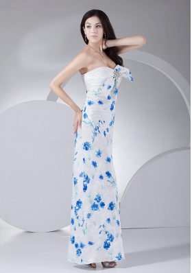 Beading Decorate Bodice Printing Ankle-length Prom Evening Dress