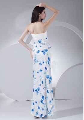 Beading Decorate Bodice Printing Ankle-length Prom Evening Dress