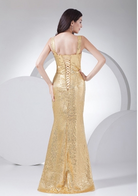 Gold Paillette Over Skirt V-neck 2013 Prom Dress