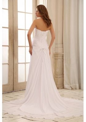 Wedding Dress Sweetheart Beaded Decorate and Ruch