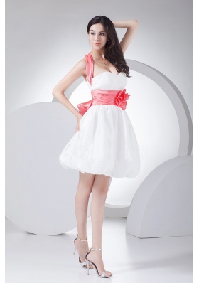 White Prom Dress Floral Bowknot Mini-length Straps