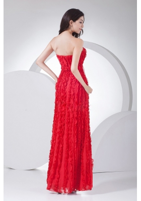 Red Beading Ankle-length Chiffon Graduation Dress