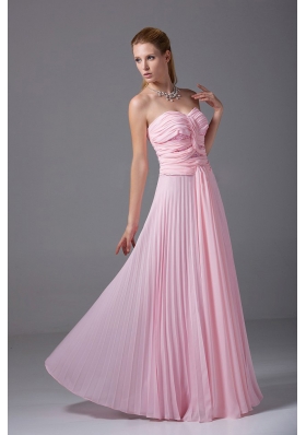 Pink Chiffon Beading Prom Dress Ruching