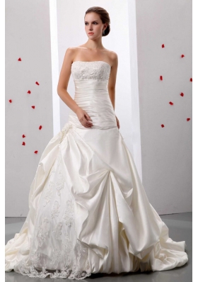 Applqiues and Ruch Wedding Gowns With Lace and Taffeta