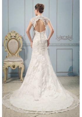 Mermaid 2013 V-neck Wedding Dress With Lace and Beading