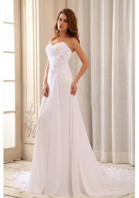 Strapless Wedding Dress With Appliques and Ruch