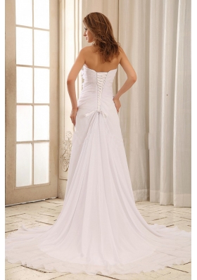 Strapless Wedding Dress With Appliques and Ruch