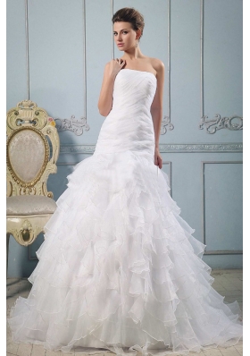 Strapless Pretty Wedding Gowns Ruffled Layered Ruchings