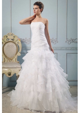 Strapless Pretty Wedding Gowns Ruffled Layered Ruchings