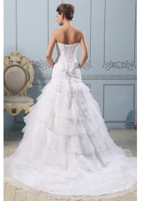 Strapless Pretty Wedding Gowns Ruffled Layered Ruchings