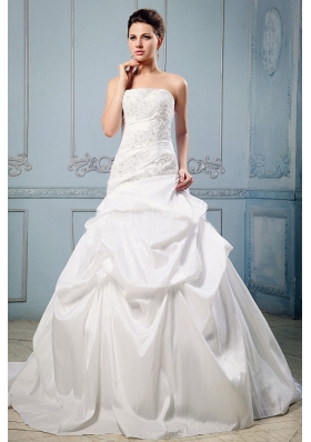 A-line Wedding Dress With Pick-ups and Appliques