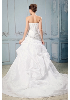 A-line Wedding Dress With Pick-ups and Appliques