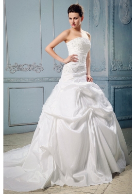 A-line Wedding Dress With Pick-ups and Appliques