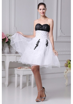 White Beading and Appliques Ruching Organza Prom Gown