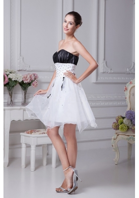 White Beading and Appliques Ruching Organza Prom Gown