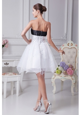 White Beading and Appliques Ruching Organza Prom Gown