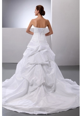 New Arrival Princess Appliques and Pick-ups Wedding Dress With Taffeta In 2013