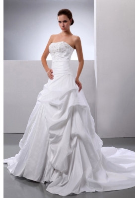 New Arrival Princess Appliques and Pick-ups Wedding Dress With Taffeta In 2013