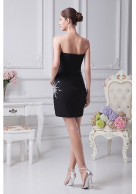 Beading and Ruching Decorate Bodice Black Chiffon Strapless Mini-length 2013 Prom Dress