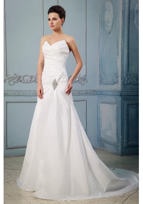 Appliques and Ruch Princess Sweetheart Wedding Dress