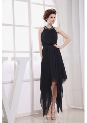 Custom Made Black Prom Dress Beaded Halter