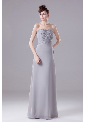 Grey Bridesmaid Dress with Jacket Beaded Decorate Chiffon