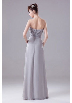 Grey Bridesmaid Dress with Jacket Beaded Decorate Chiffon