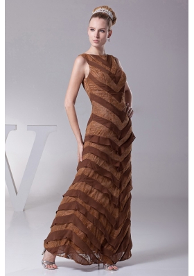 Column Designer Mother Of The Bride Dress Bateau Brown